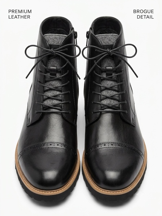 Reaction Kenneth Cole Other - Reaction Kenneth Cole Black Leather Brogue Cap Toe Side Zip Ankle Boots. 10.5M